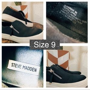 Size 9  - Steve Madden Black Slip-ons